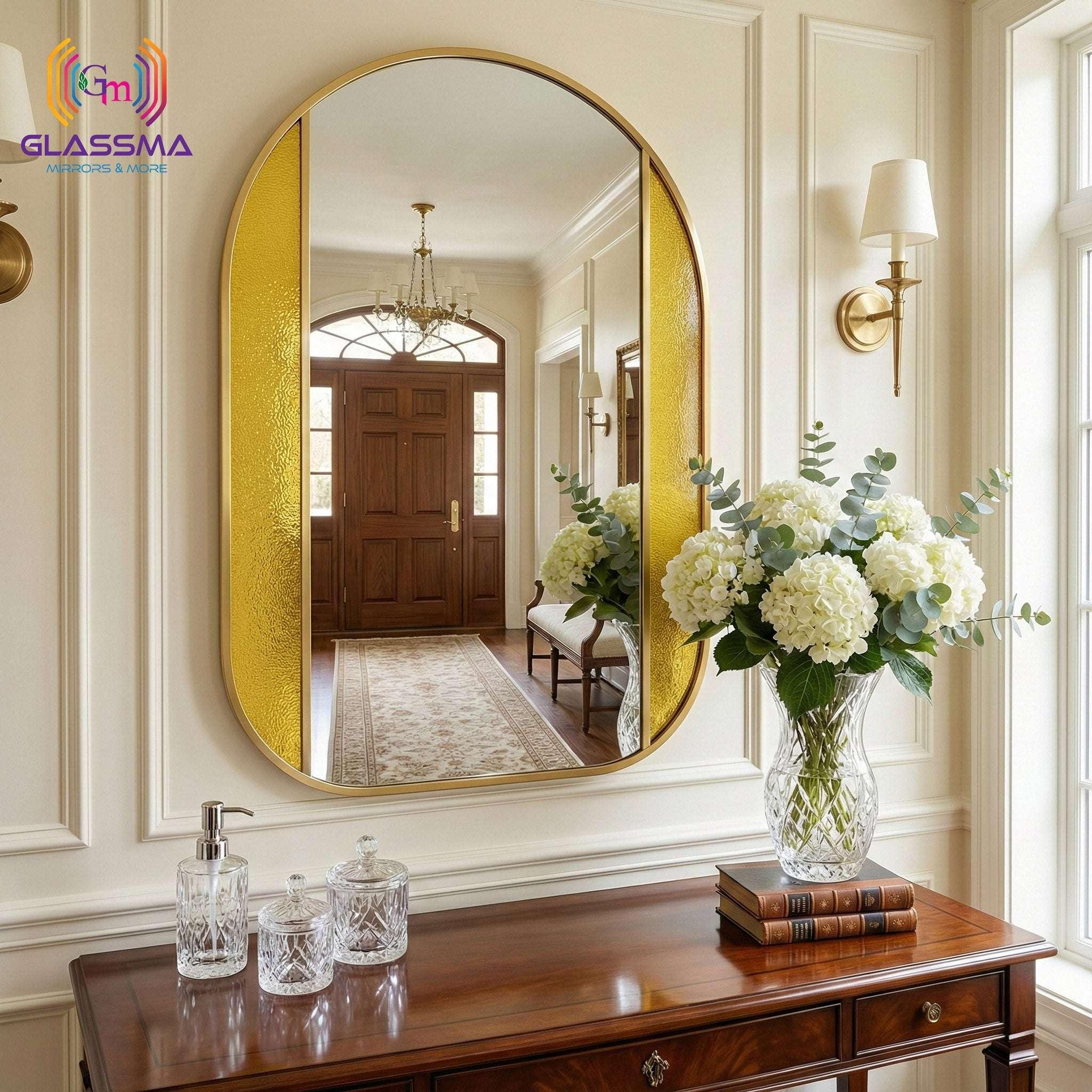 Aluminum Fusion Backlit LED Mirror | Premium Arch Shape Wall Mirror with Warm Glow for Bathroom, Vanity & Living Spaces - Glassma